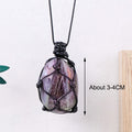 Purple Handmade Mesh Bag Pendant Moonstone Shape Crystal Necklace | Clairvoyant Crystals
