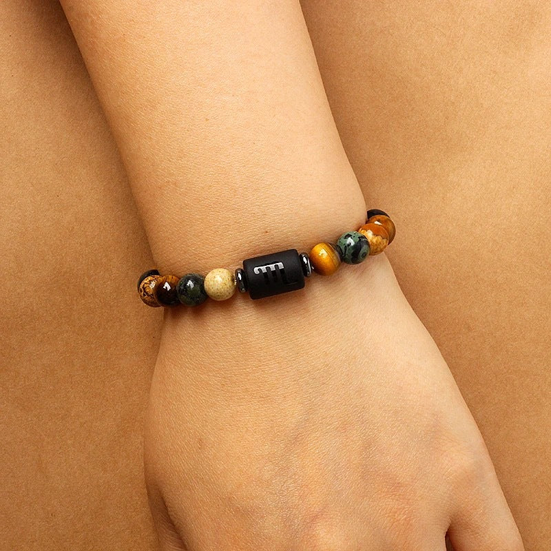 Natural Stone Beaded Tiger Eye Zodiac Bracelet — additional product photo