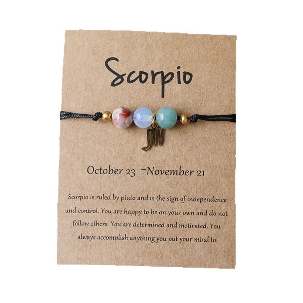 Natural Stone Beaded Tiger Eye Zodiac Bracelet — additional product photo