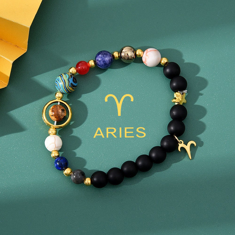 Natural Stone Beaded Tiger Eye Zodiac Bracelet — additional product photo