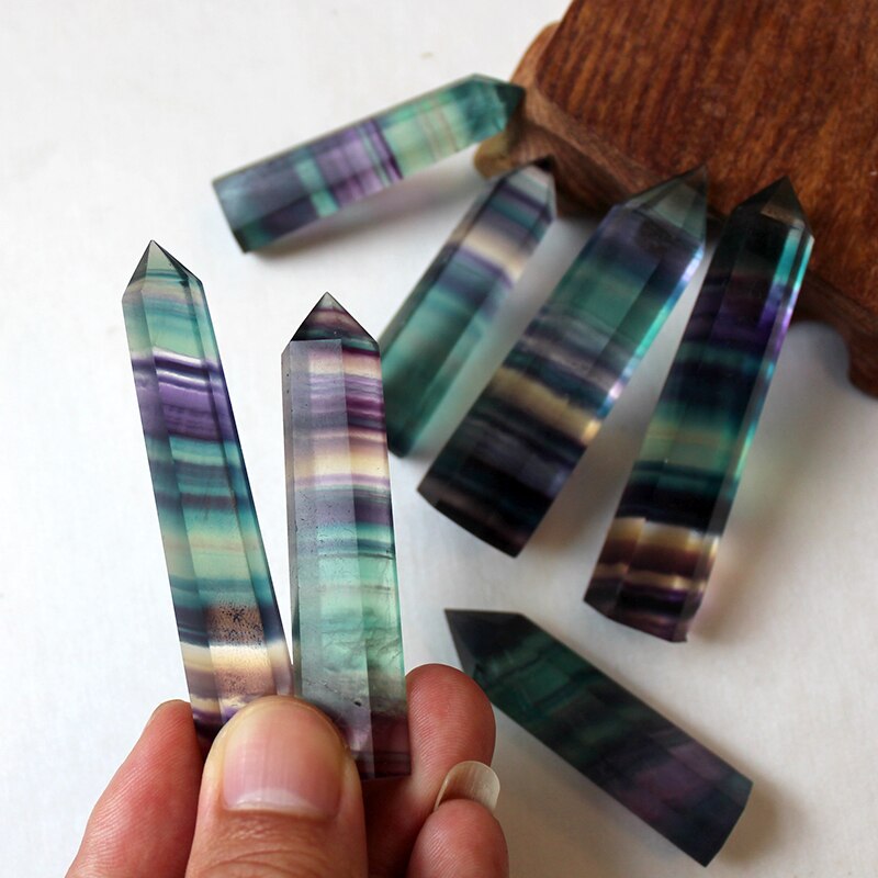100% Natural Fluorite Crystal Striped Fluorite tower — additional product photo