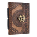 Handmade Leather Bound Journal with Lock - Vintage Travel Diary | 192 Eco-Friendly Pages | Refillable Writing Notebook for Men & Women | 7x5 Inch