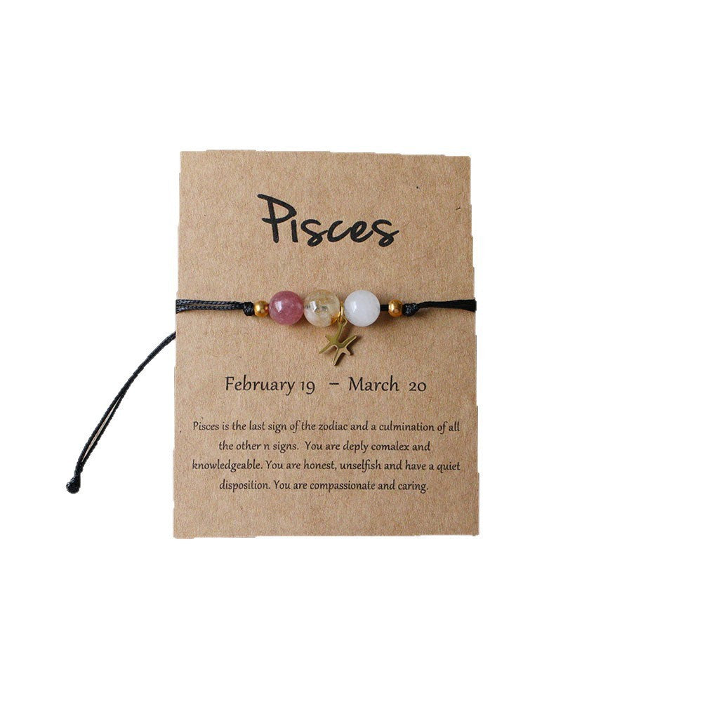 Natural Stone Beaded Tiger Eye Zodiac Bracelet — additional product photo