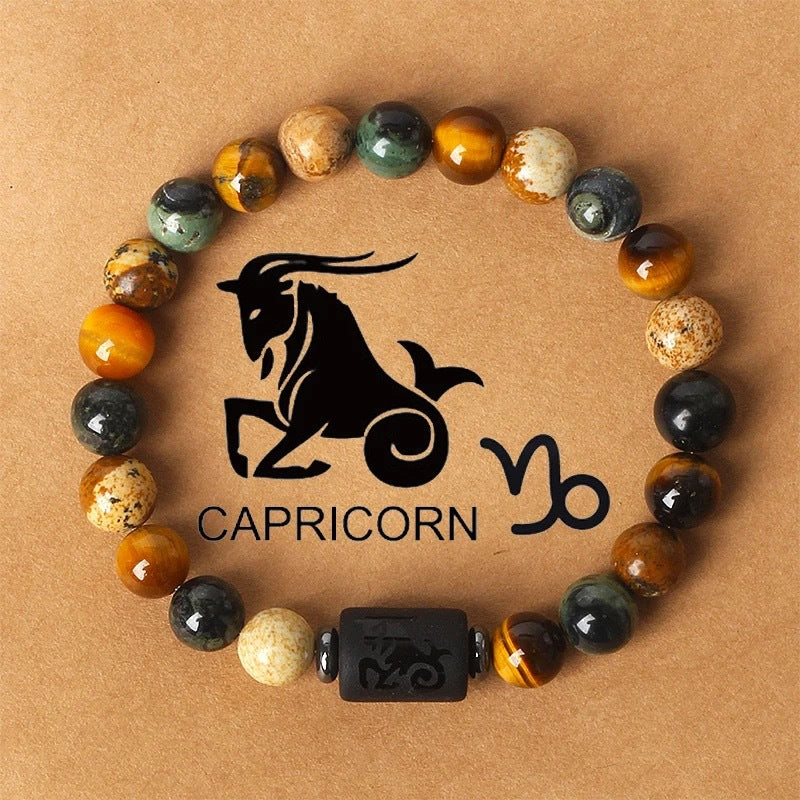 Natural Stone Beaded Tiger Eye Zodiac Bracelet — additional product photo