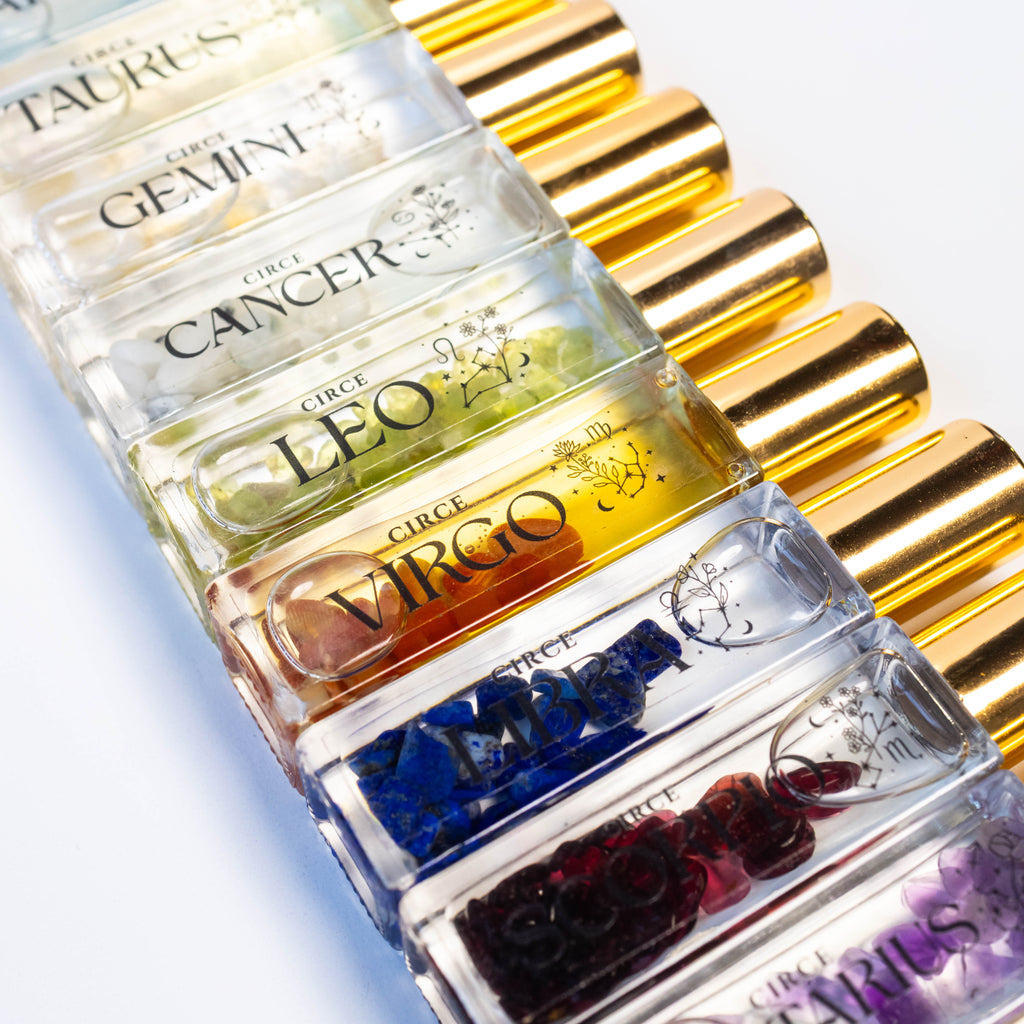 Zodiac Perfume Oil Set — 12 Gemstone-Infused Zodiac Scents | Clairvoyant Crystals