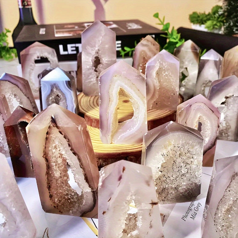 Polished Agate Crystal Column - Single-Pointed Raw Stone Prism — additional product photo