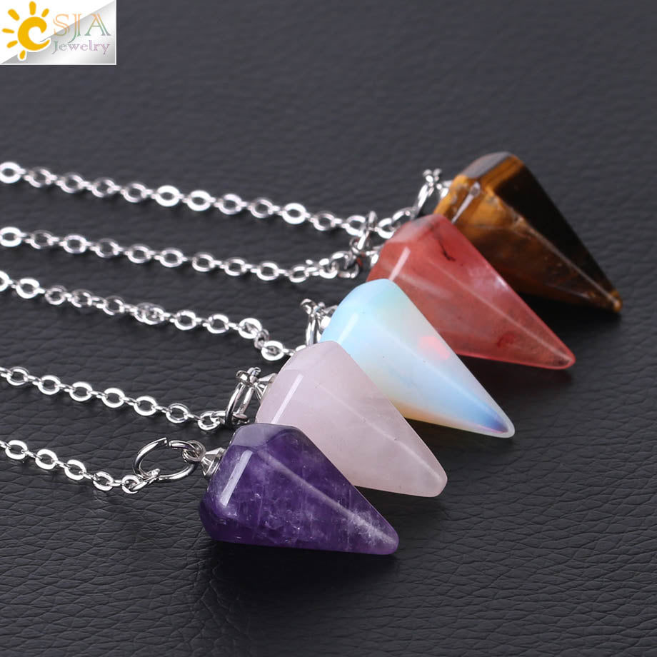Small Reiki Pendulum, Natural Stone Amulet, Crystal Pendant — additional product photo