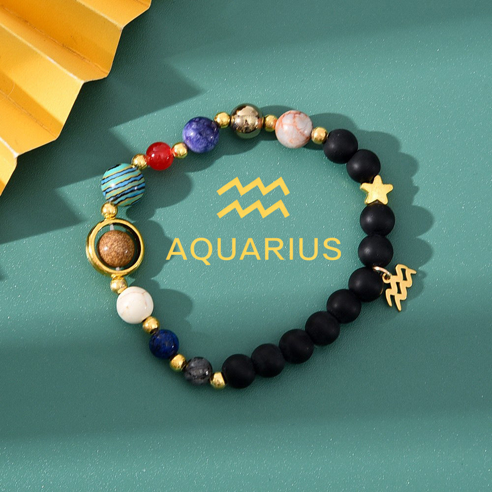 Natural Stone Beaded Tiger Eye Zodiac Bracelet — additional product photo