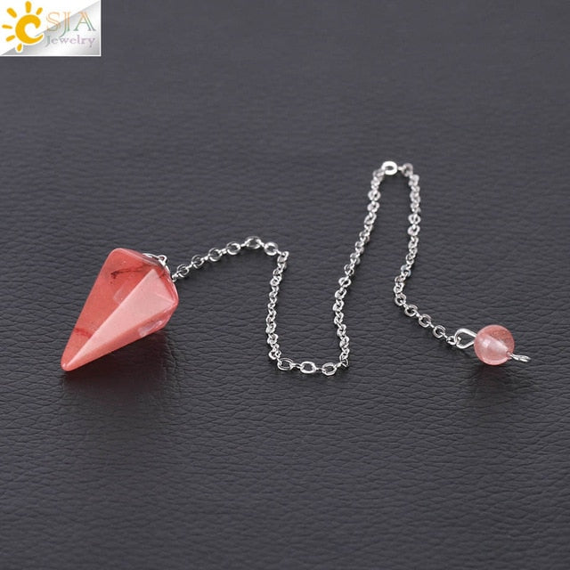 Small Reiki Pendulum, Natural Stone Amulet, Crystal Pendant — additional product photo
