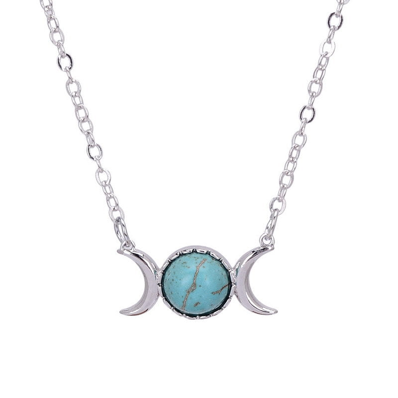 Triple Moon Goddess Crystal Pendant Necklace — additional product photo