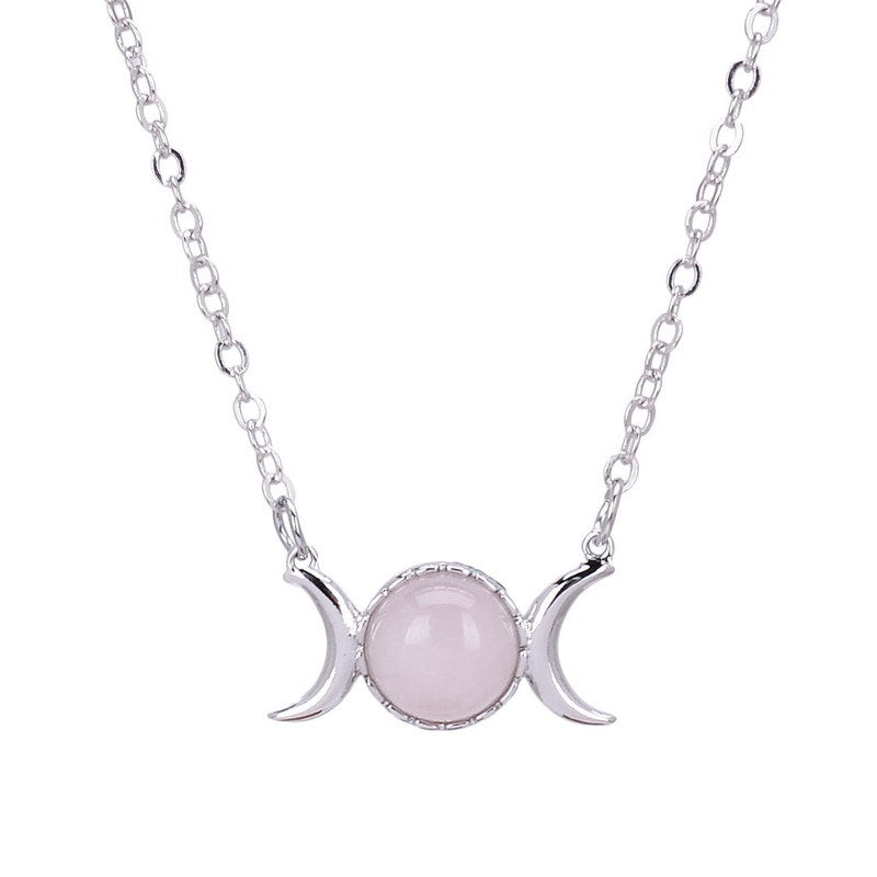 Triple Moon Goddess Crystal Pendant Necklace — additional product photo