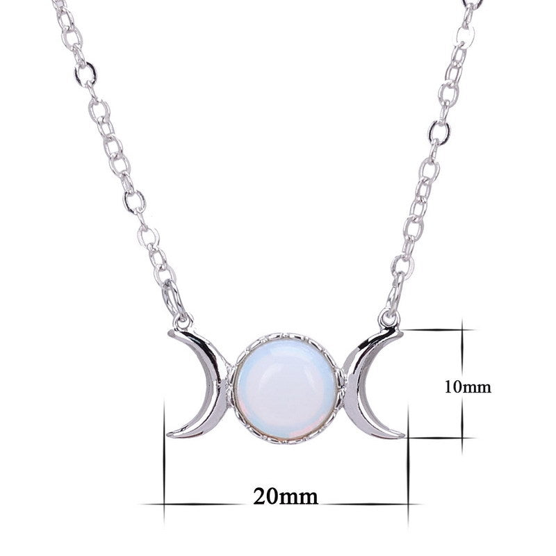Triple Moon Goddess Crystal Pendant Necklace — additional product photo