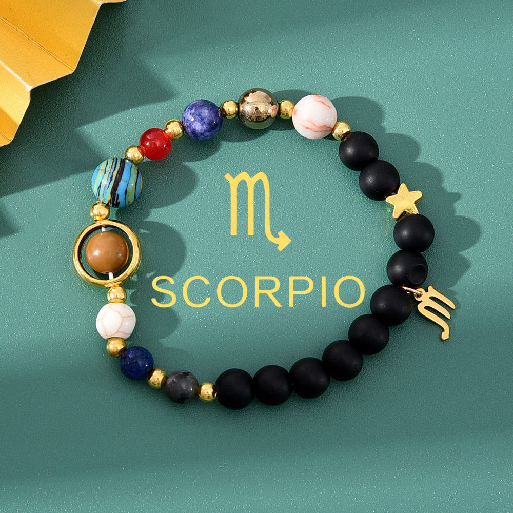 Natural Stone Beaded Tiger Eye Zodiac Bracelet — additional product photo