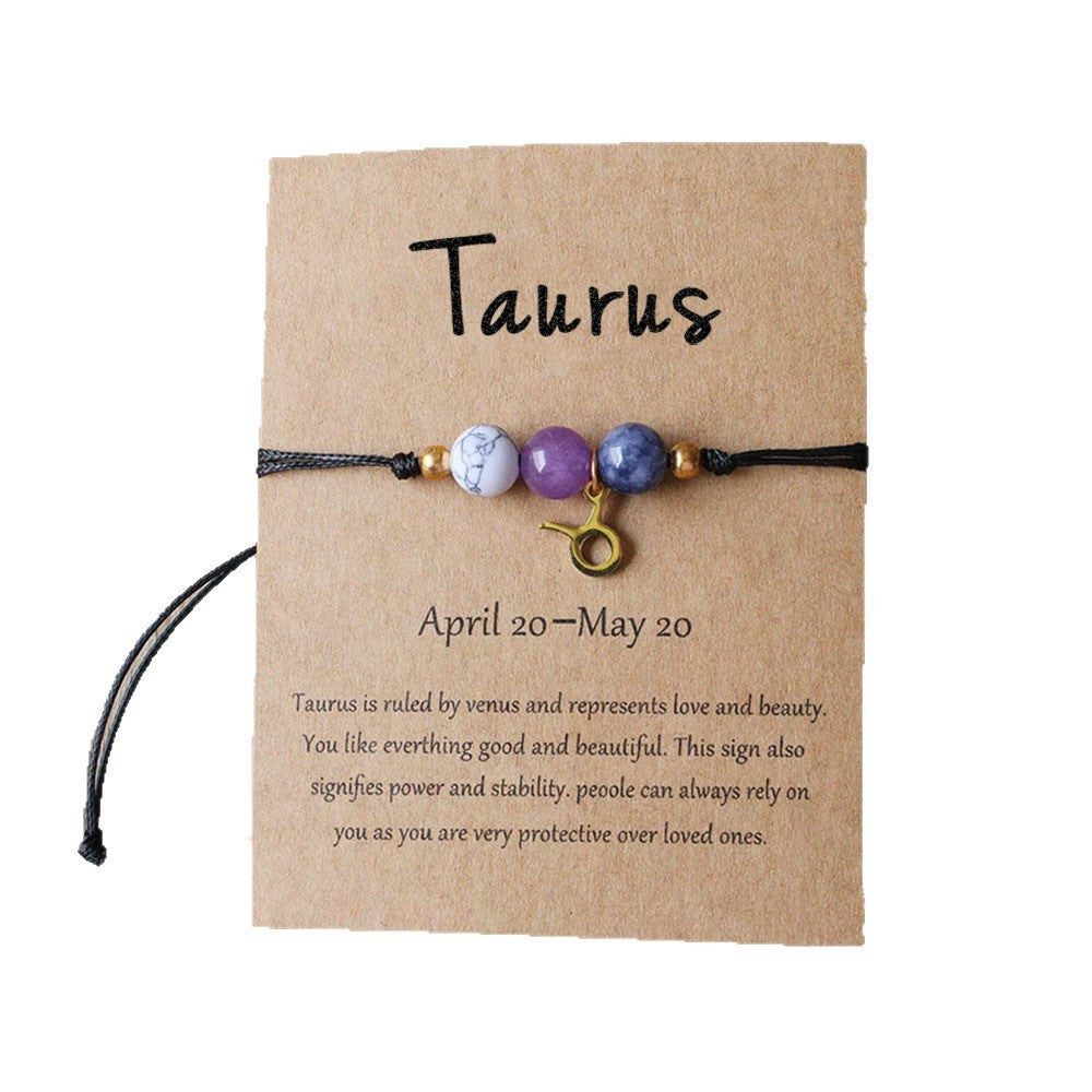 Natural Stone Beaded Tiger Eye Zodiac Bracelet — additional product photo