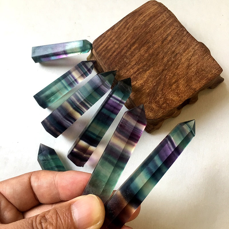 100% Natural Fluorite Crystal Striped Fluorite tower — additional product photo