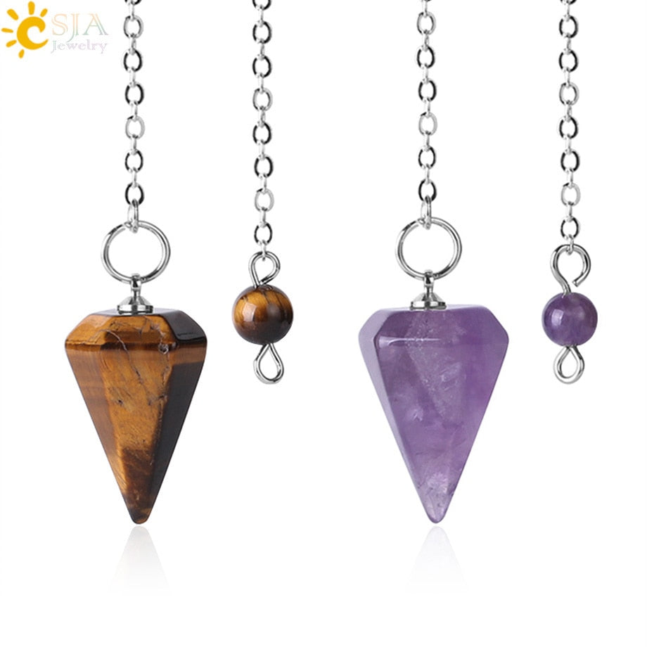 Small Reiki Pendulum, Natural Stone Amulet, Crystal Pendant | Clairvoyant Crystals