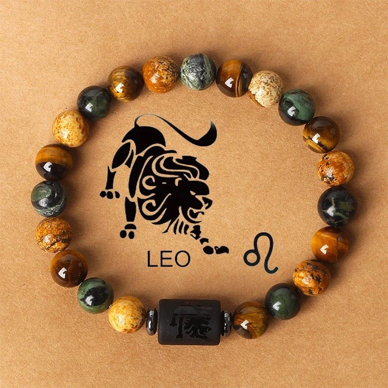 Natural Stone Beaded Tiger Eye Zodiac Bracelet — additional product photo