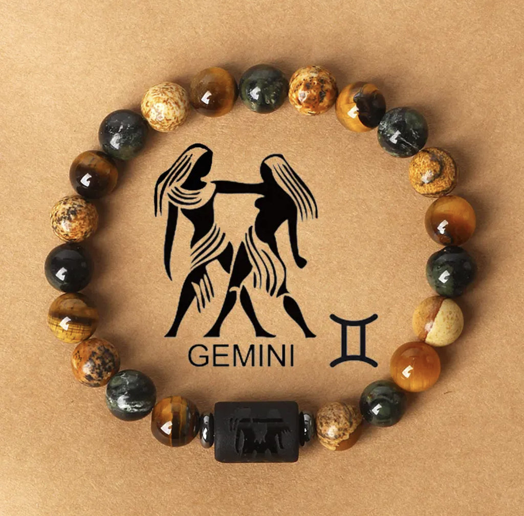 Natural Stone Beaded Tiger Eye Zodiac Bracelet — additional product photo