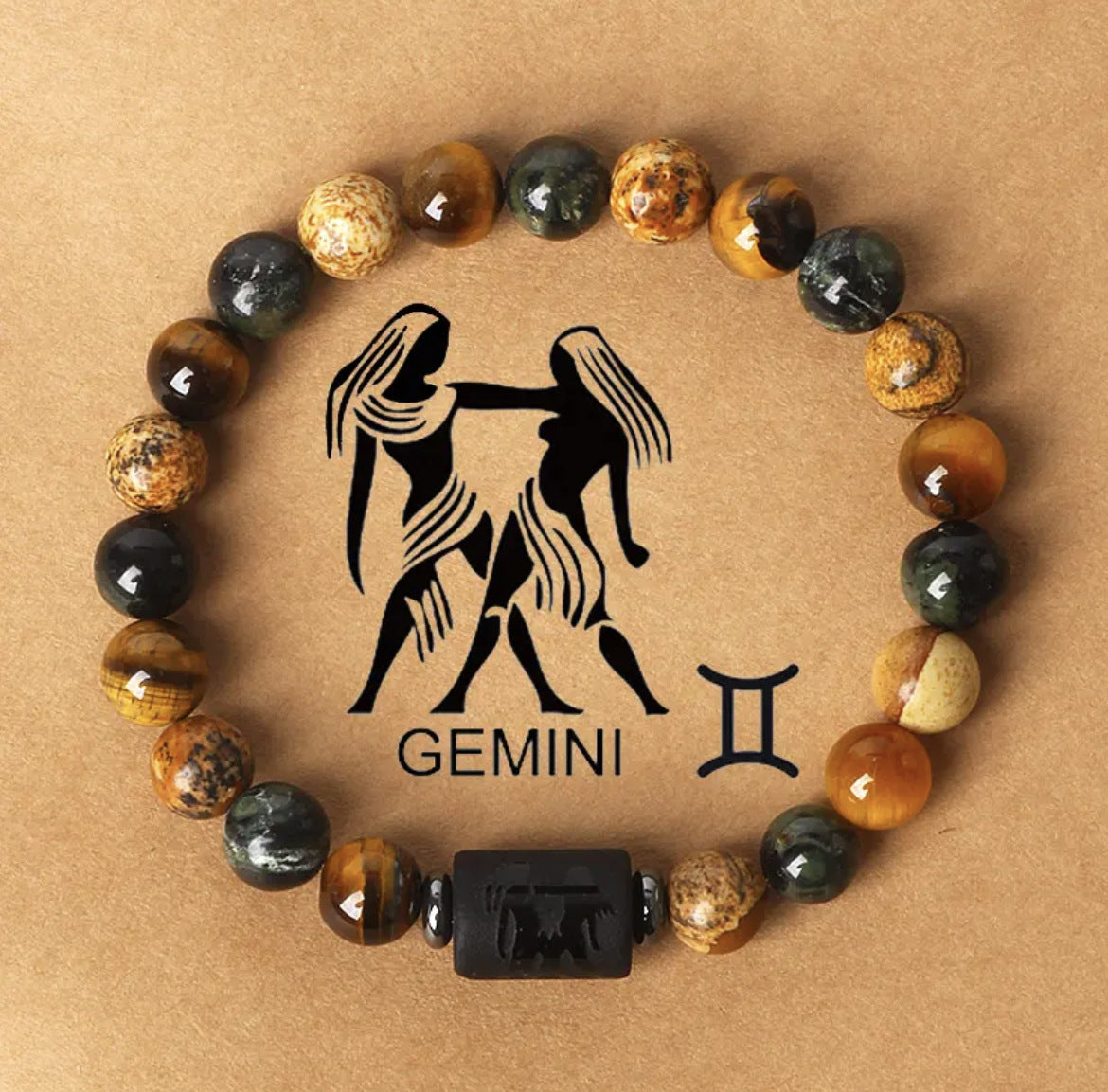 Natural Stone Beaded Tiger Eye Zodiac Bracelet — additional product photo