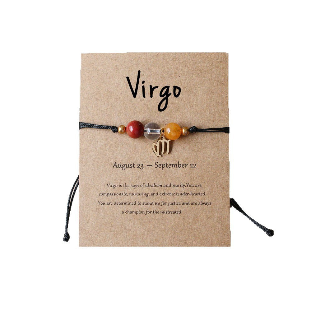 Natural Stone Beaded Tiger Eye Zodiac Bracelet — additional product photo