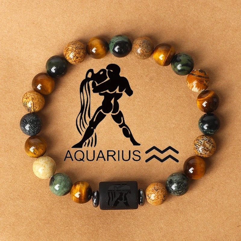 Natural Stone Beaded Tiger Eye Zodiac Bracelet — additional product photo