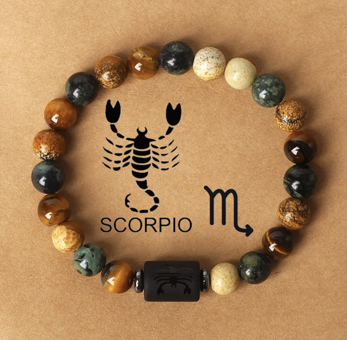 Natural Stone Beaded Tiger Eye Zodiac Bracelet — additional product photo
