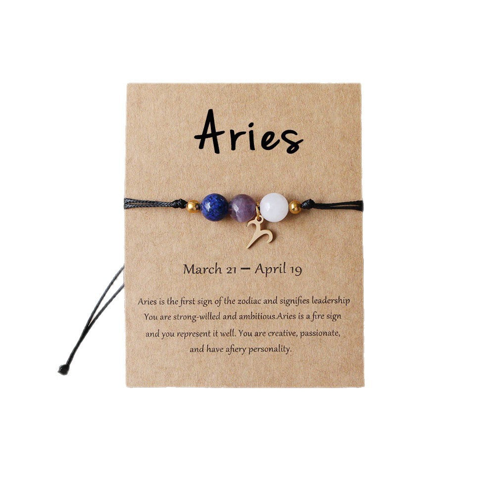 Natural Stone Beaded Tiger Eye Zodiac Bracelet — additional product photo