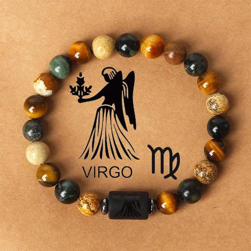 Natural Stone Beaded Tiger Eye Zodiac Bracelet — additional product photo