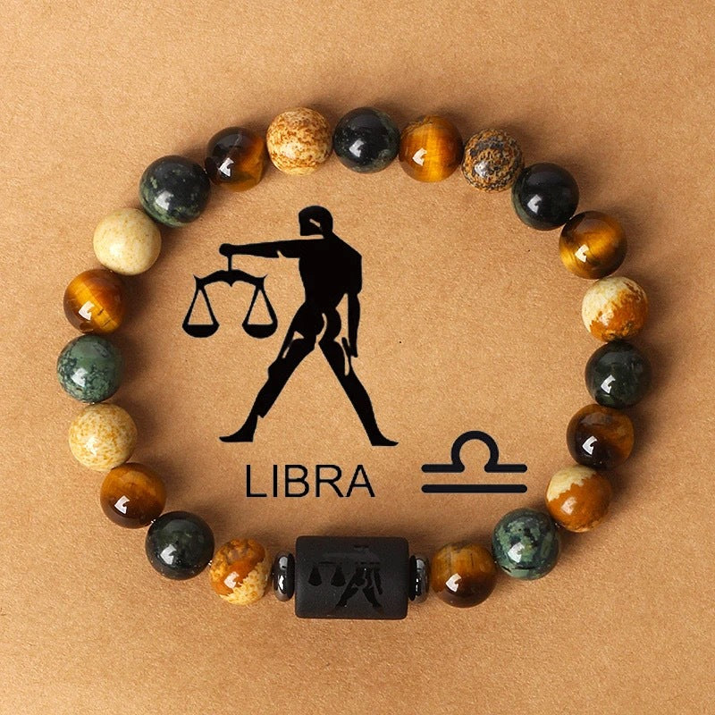 Natural Stone Beaded Tiger Eye Zodiac Bracelet — additional product photo