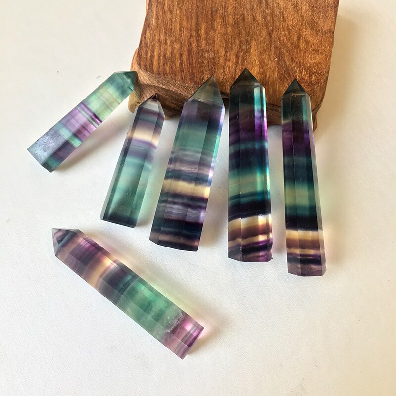 100% Natural Fluorite Crystal Striped Fluorite tower — additional product photo