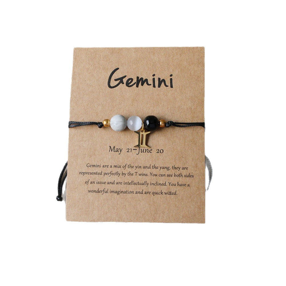 Natural Stone Beaded Tiger Eye Zodiac Bracelet — additional product photo