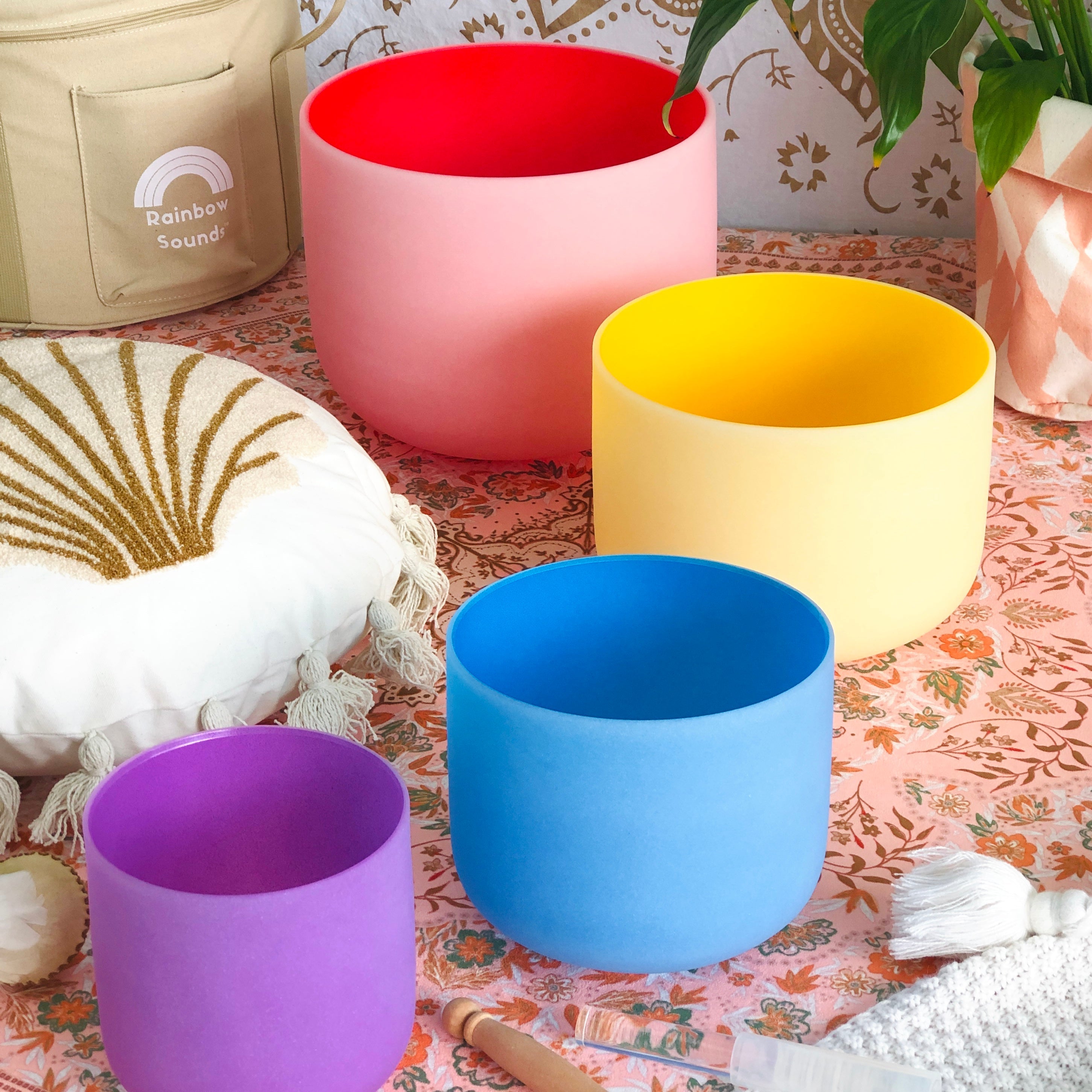 Rainbow Sound Therapy Bowl Set of 4 | 432Hz Crystal Bowls with Case | Clairvoyant Crystals
