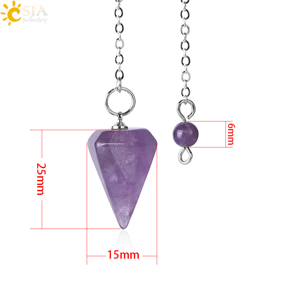 Small Reiki Pendulum, Natural Stone Amulet, Crystal Pendant — additional product photo