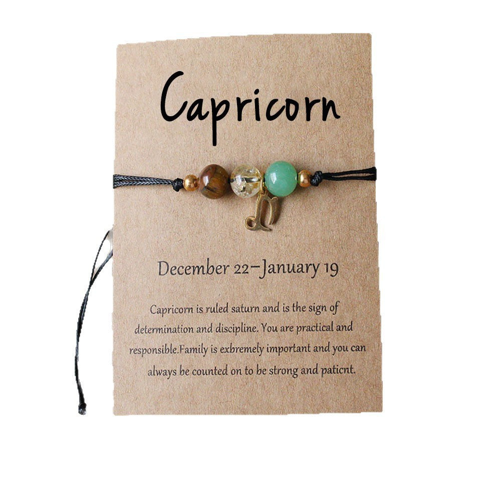 Natural Stone Beaded Tiger Eye Zodiac Bracelet — additional product photo