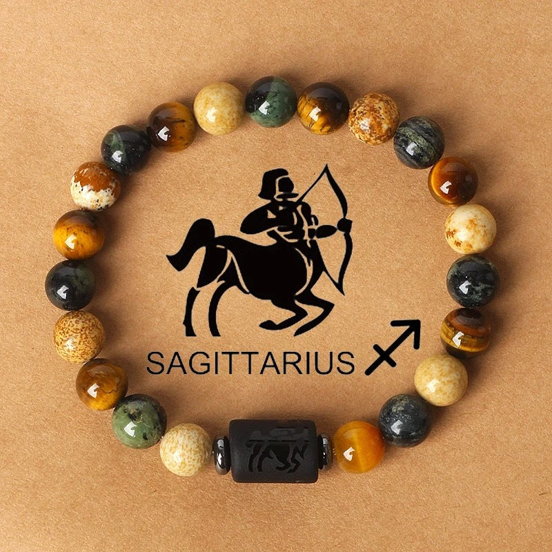 Natural Stone Beaded Tiger Eye Zodiac Bracelet — additional product photo