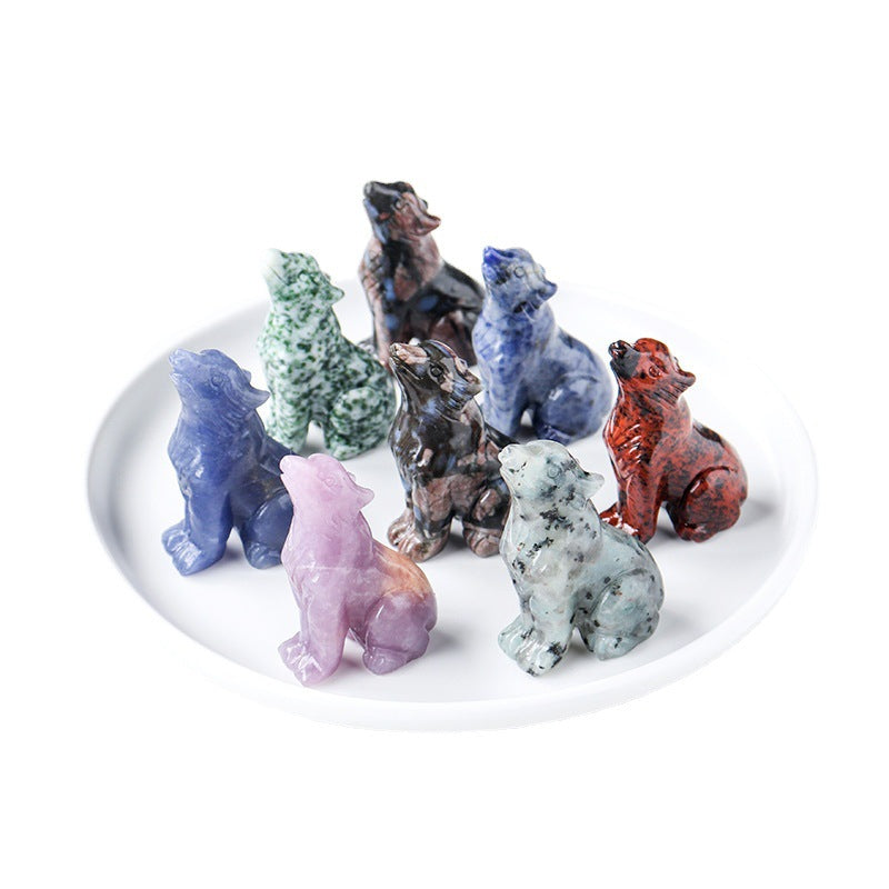 Crystal Wolf Spirit Guardian Carving | Clairvoyant Crystals