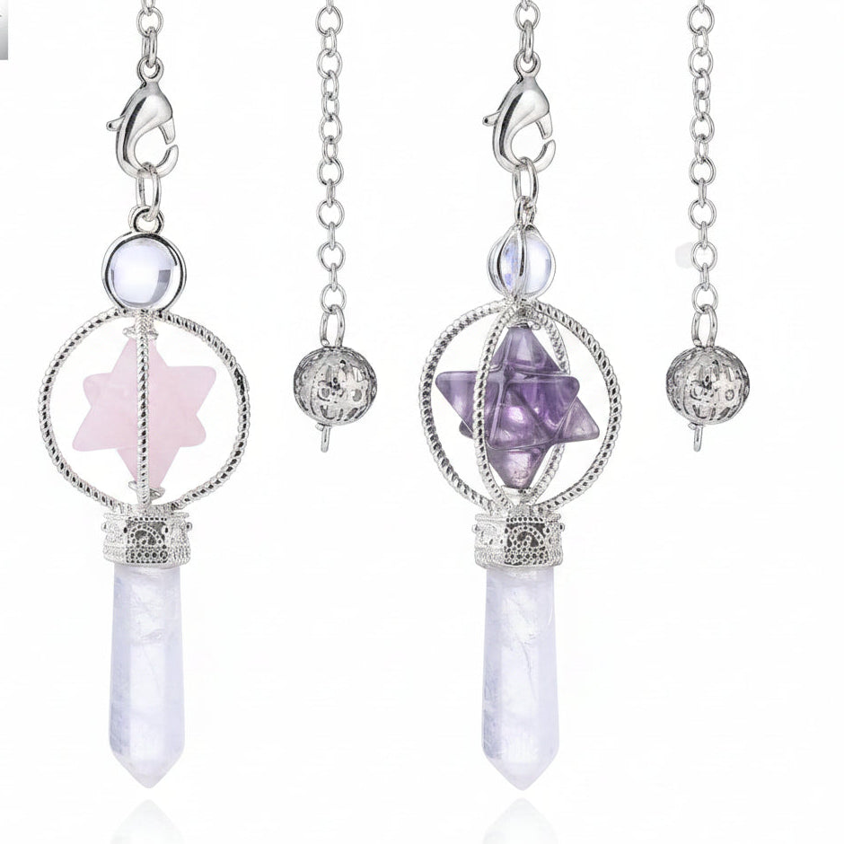 Rotatable Merkaba Dowsing Pendulum Quartz Natural Stone Crystal  Reiki | Clairvoyant Crystals
