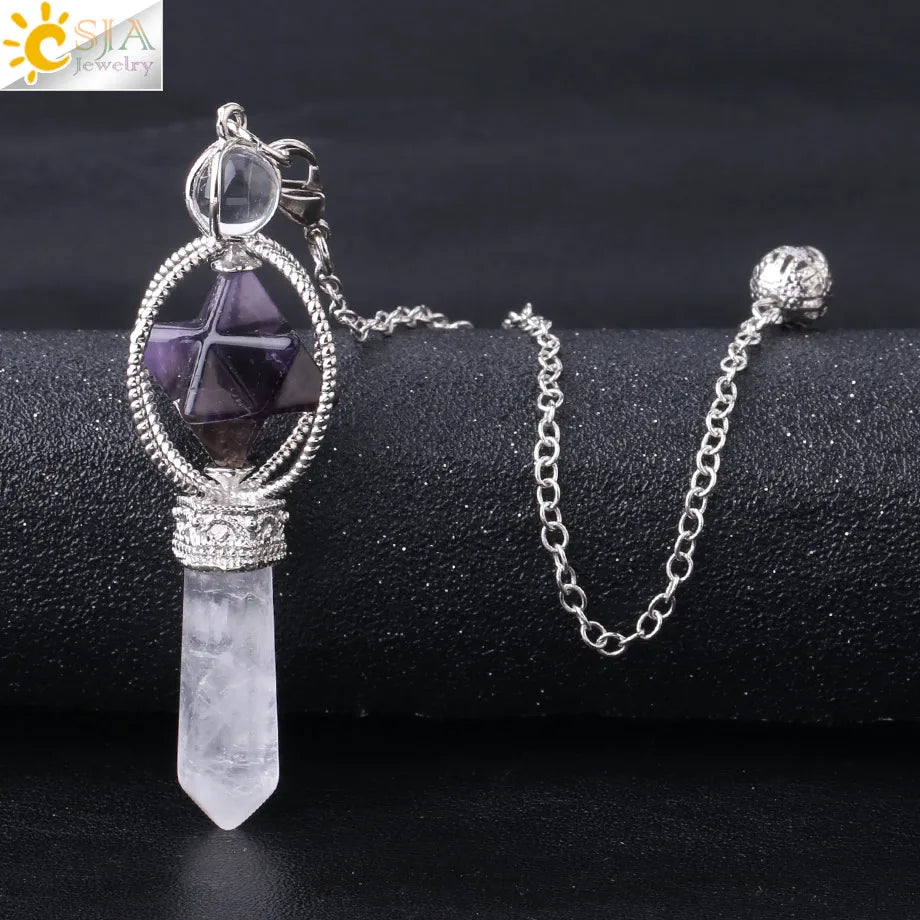 Rotatable Merkaba Dowsing Pendulum Quartz Natural Stone Crystal  Reiki — additional product photo