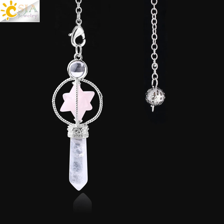 Rotatable Merkaba Dowsing Pendulum Quartz Natural Stone Crystal  Reiki — additional product photo