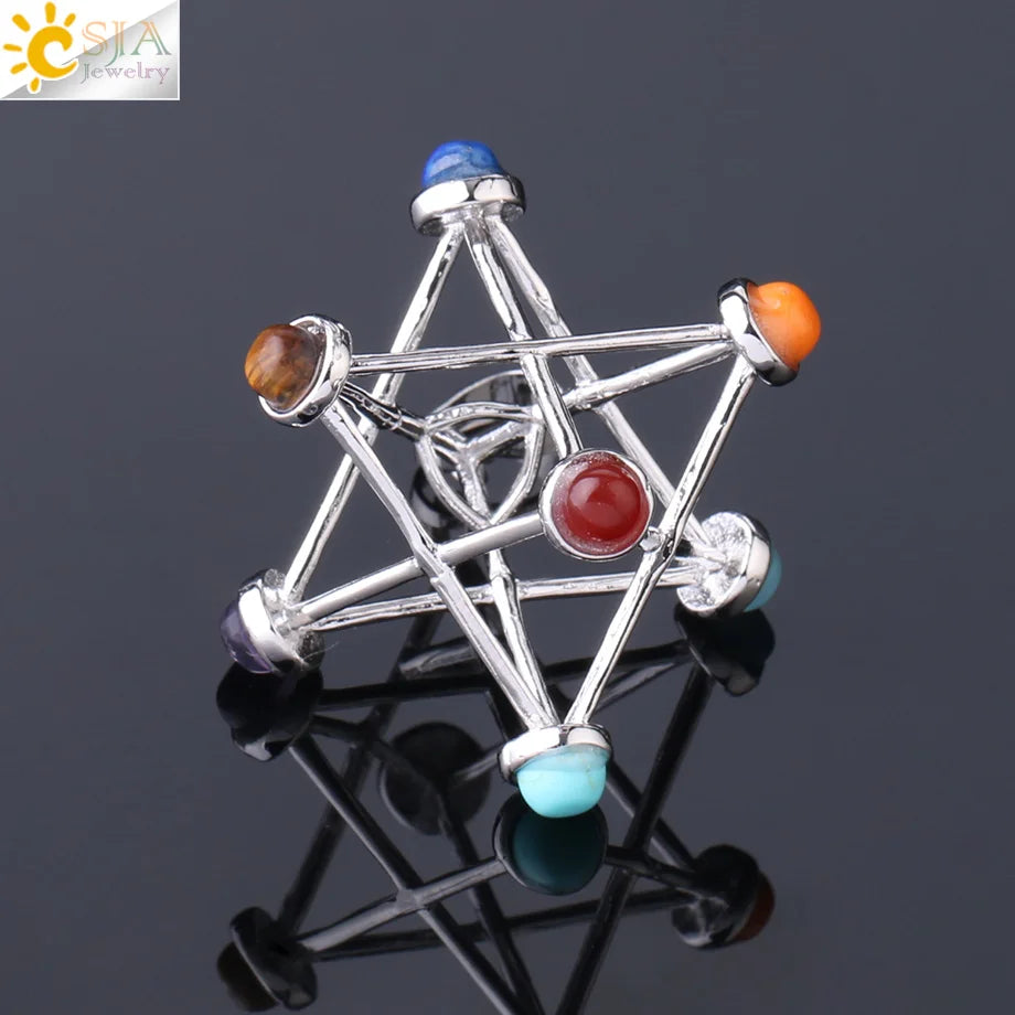 Merkaba Chakras Pendants Natural Stone Reiki 7 Chakra Necklaces — additional product photo