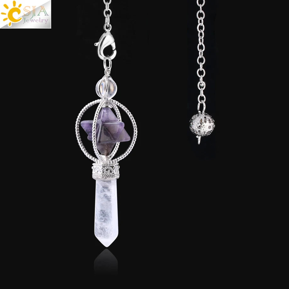 Rotatable Merkaba Dowsing Pendulum Quartz Natural Stone Crystal  Reiki — additional product photo