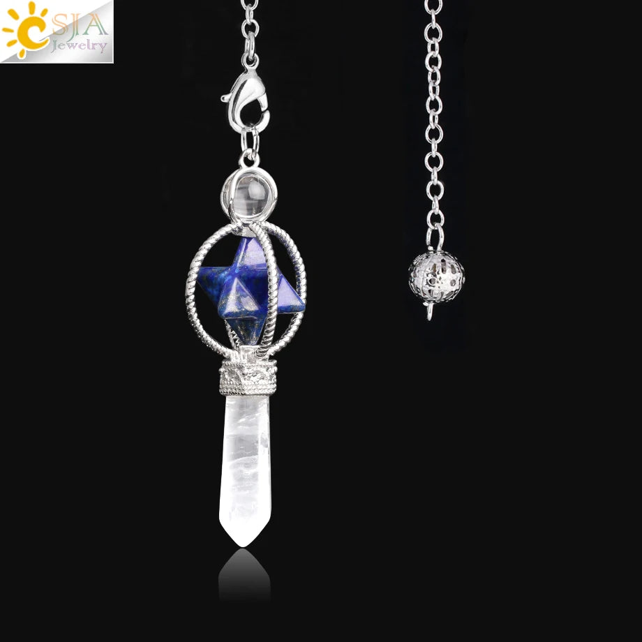 Rotatable Merkaba Dowsing Pendulum Quartz Natural Stone Crystal  Reiki — additional product photo