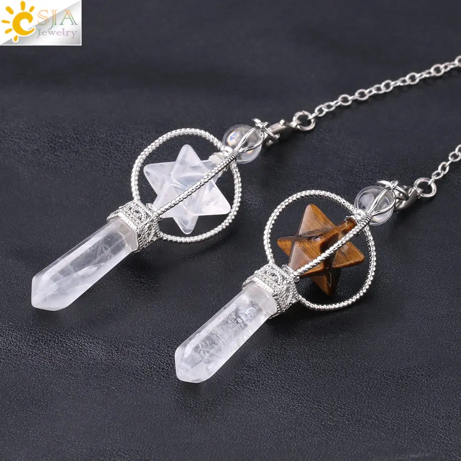 Rotatable Merkaba Dowsing Pendulum Quartz Natural Stone Crystal  Reiki — additional product photo
