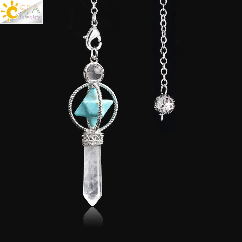 Rotatable Merkaba Dowsing Pendulum Quartz Natural Stone Crystal  Reiki — additional product photo