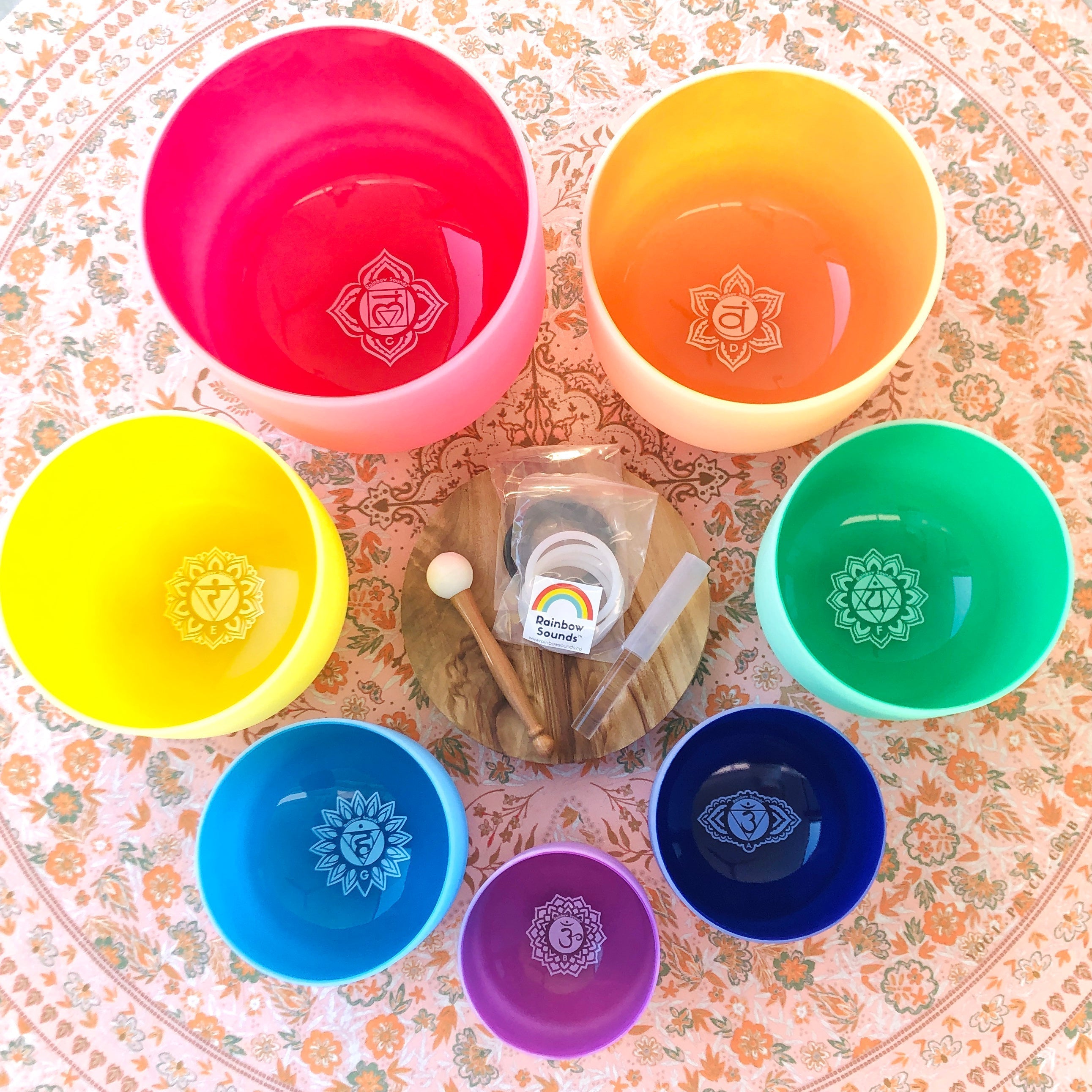 Rainbow Sound Therapy Bowl Set of 4 | 432Hz Crystal Bowls with Case — additional product photo
