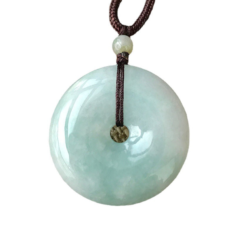 Jade Pendant with Natural Jadeite, Peaceful Buckle Burmese Jade Jewelry — additional product photo