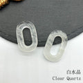 Natural Crystal Oval Pendant – Amethyst, Rose Quartz, Tiger Eye, Aventurine, Jade – Large Hole O-Ring Connector, DIY Jewelry Accessory (1 Piece) — additional product photo