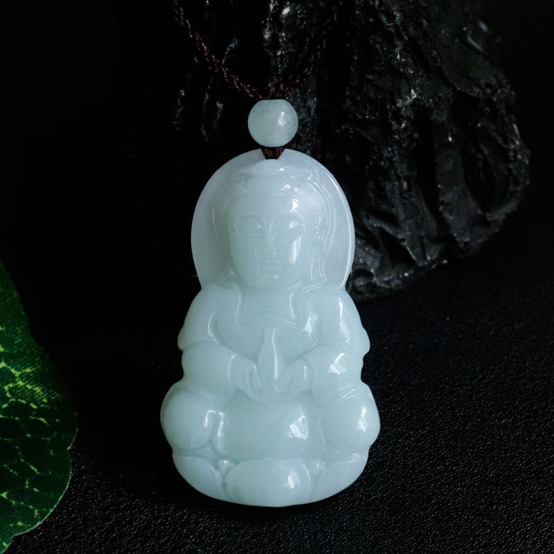 Jade Pendant with Natural Jadeite, Peaceful Buckle Burmese Jade Jewelry — additional product photo