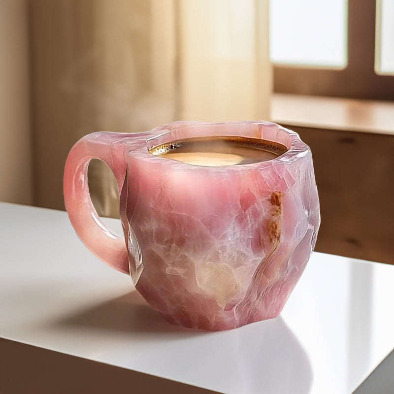 Rose pink quartz crystal mug