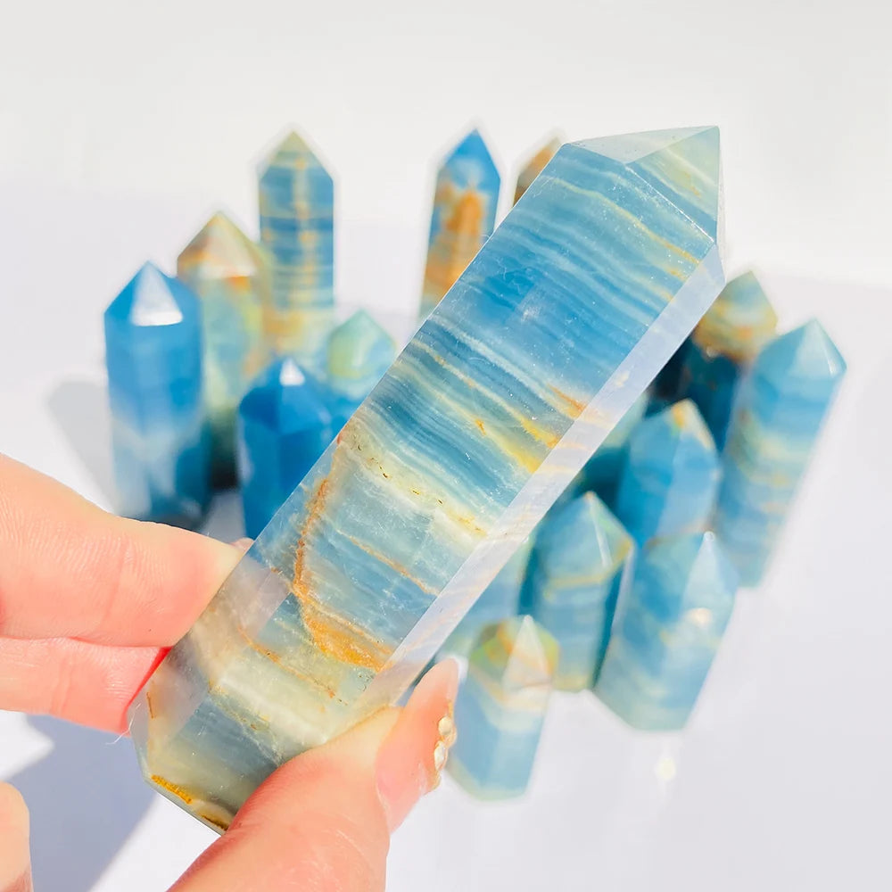 Ocean Blue Calcite Crystal Tower | Clairvoyant Crystals